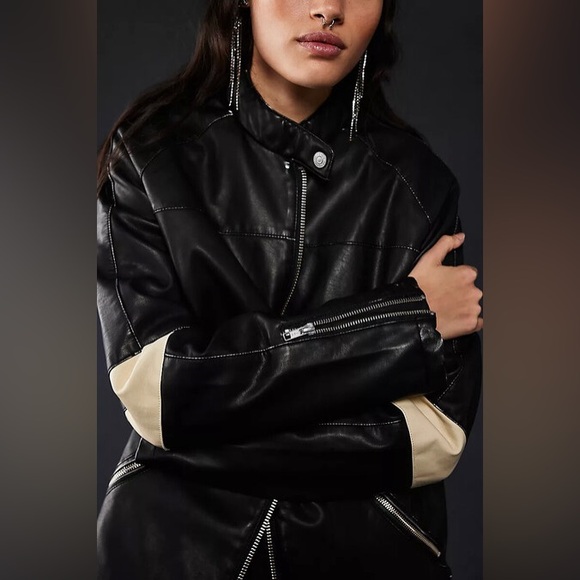 NWOT FREE PEOPLE We The Free Ryder Sport Vegan Moto Jacket MSRP $198 Size XL - Picture 3 of 16